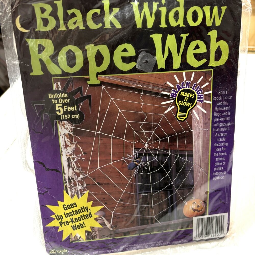 Blk Light White Spiderweb Rope Web Reusable Vintage by Fun World - Picture 8 of 9